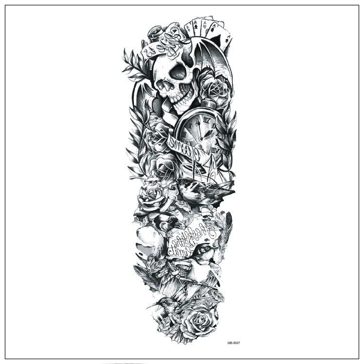 5Pcs Large Temporary Body Art Arm Tattoo Sticker Sleeve Man Women
