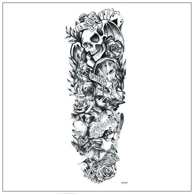 5Pcs Large Temporary Body Art Arm Tattoo Sticker Sleeve Man Women