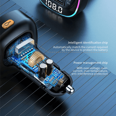 Bluetooth 5.0 Car Wireless FM Transmitter Adapter USB PD Charger AUX