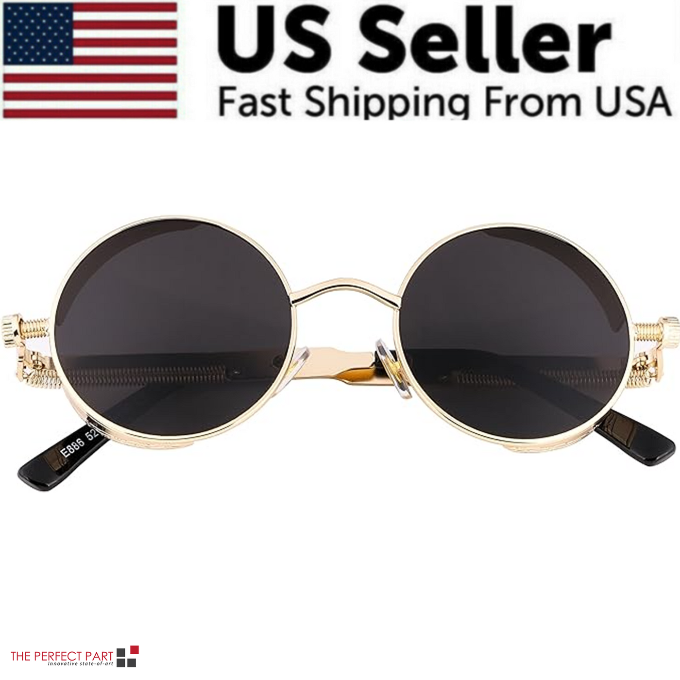 Retro Round Polarized Sunglasses Men Women Vintage Gothic Steampunk