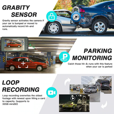 HD 1080P Car Dual Lens Dash Cam 4" DVR Recorder Front & Rear Camera