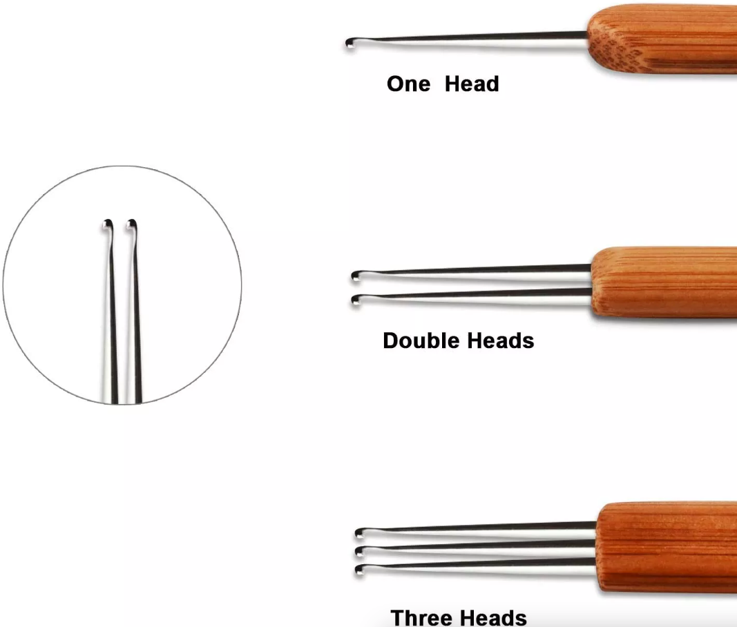 5Pcs DIY Crochet Needle Hook Bamboo Handle Dread Knit Hair Making