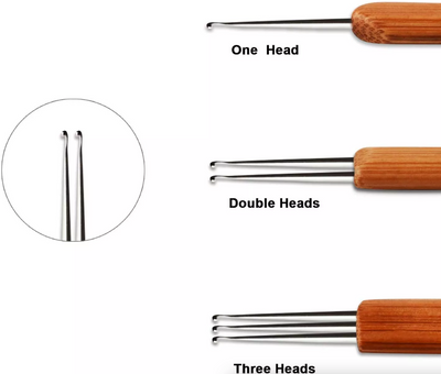 5Pcs DIY Crochet Needle Hook Bamboo Handle Dread Knit Hair Making