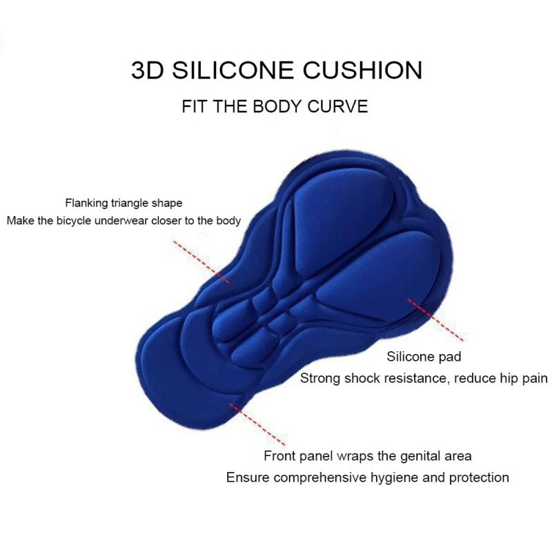 3D Silicone Cushion for Men Women Cycling Shorts Bicycle Bike Underwear Pants With Sponge Gel, designed for comfort and support.