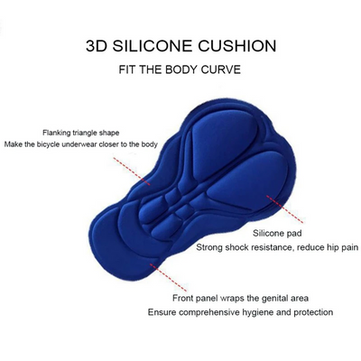 3D Silicone Cushion for Men Women Cycling Shorts Bicycle Bike Underwear Pants With Sponge Gel, designed for comfort and support.