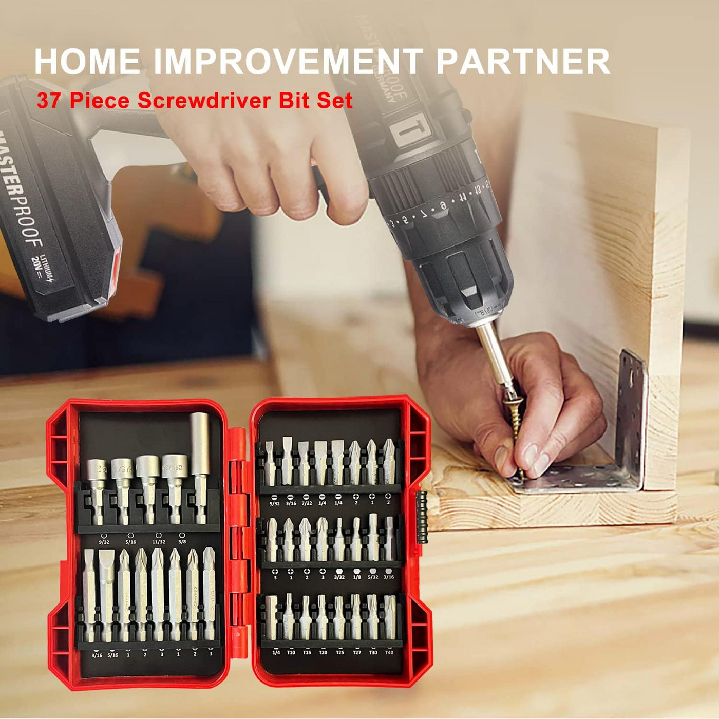 37 Piece Impact Screwdriver Bit Set Nut Driver Torx Phillips Tool