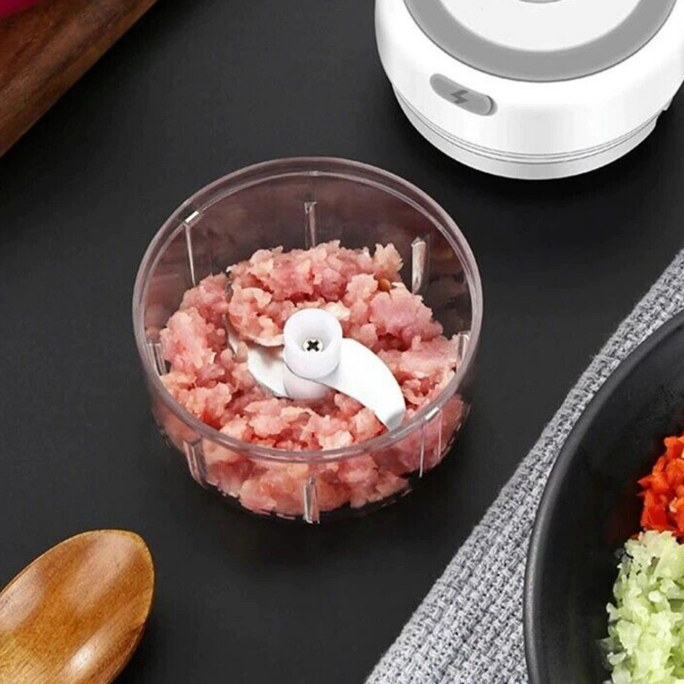Electric 300ML Garlic Press Chopper Chili Onion Fruits Meat Mincer