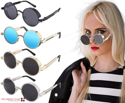 Retro Round Polarized Sunglasses Men Women Vintage Gothic Steampunk