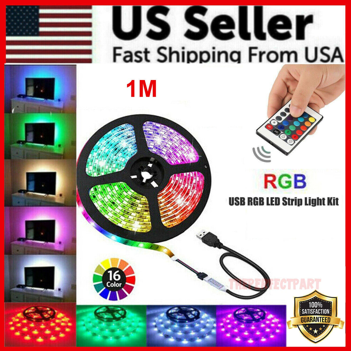 5V USB LED Strip Lights TV Back Light 5050 RGB Colour Changing with