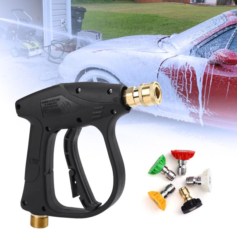 1/4" High Pressure Washer Gun 4000 PSI Car Wash Foam Spray Short Wand
