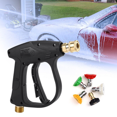 1/4" High Pressure Washer Gun 4000 PSI Car Wash Foam Spray Short Wand