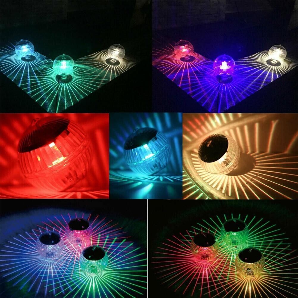 Outdoor Solar LED Floating Light Garden Pond Pool Lamp Rotating RGB