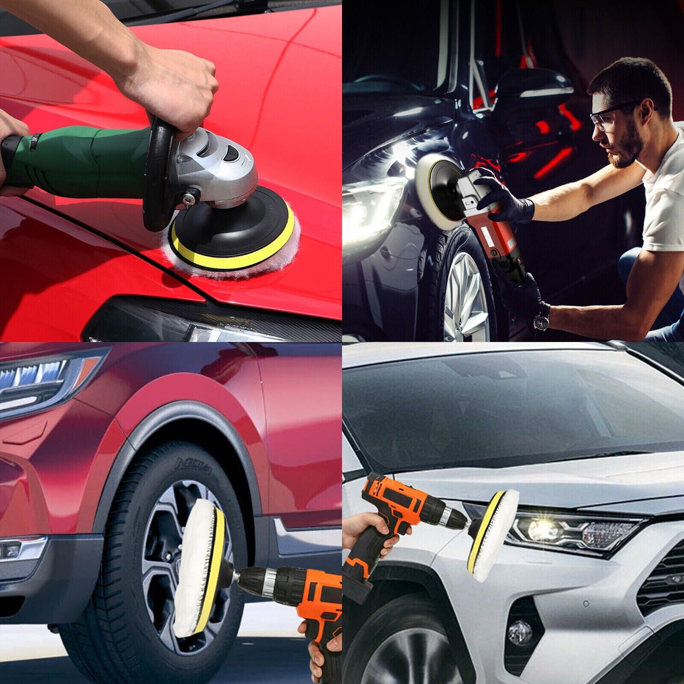 5PCS 6" Buffing Polishing Pad Wool Wheel Mop Kit For Car Polisher