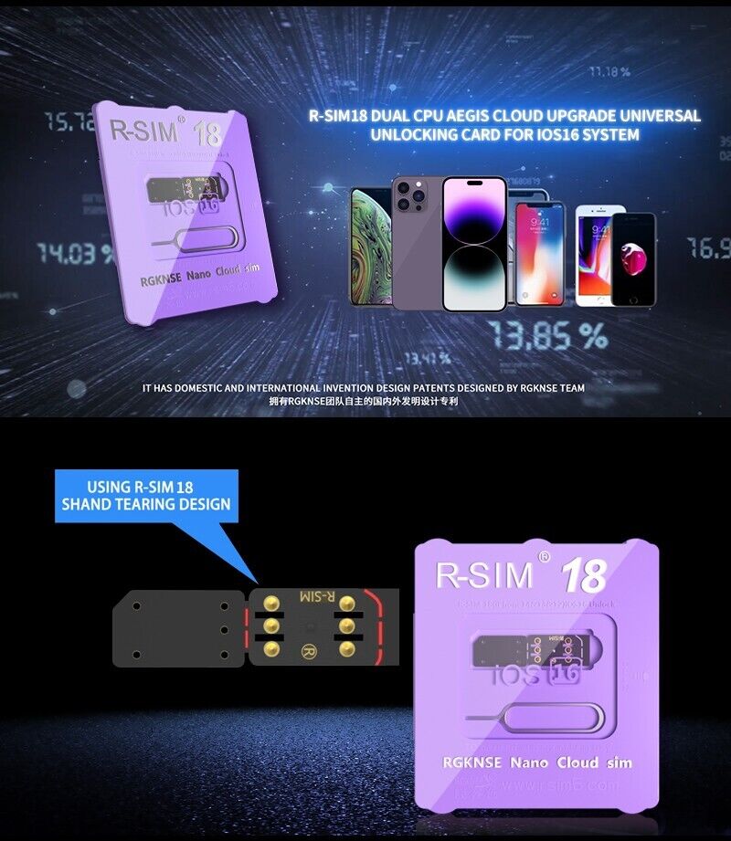 R-SIM18 RSIM 18 Nano Unlock Card For iPhone 14 Plus 13 12 11 Pro Max X