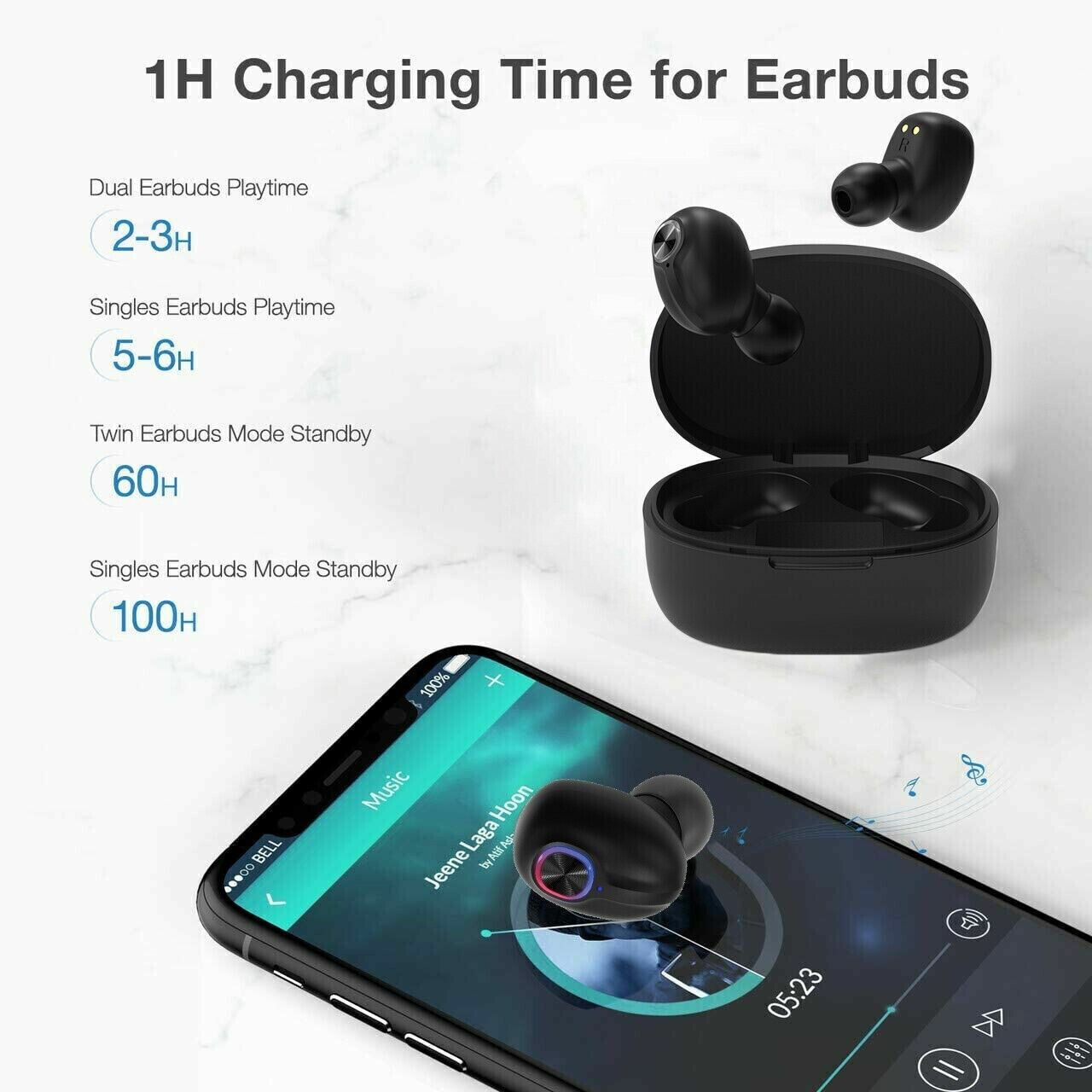 TWS Bluetooth Earbuds Waterproof Bluetooth 5.1 Headset Noise