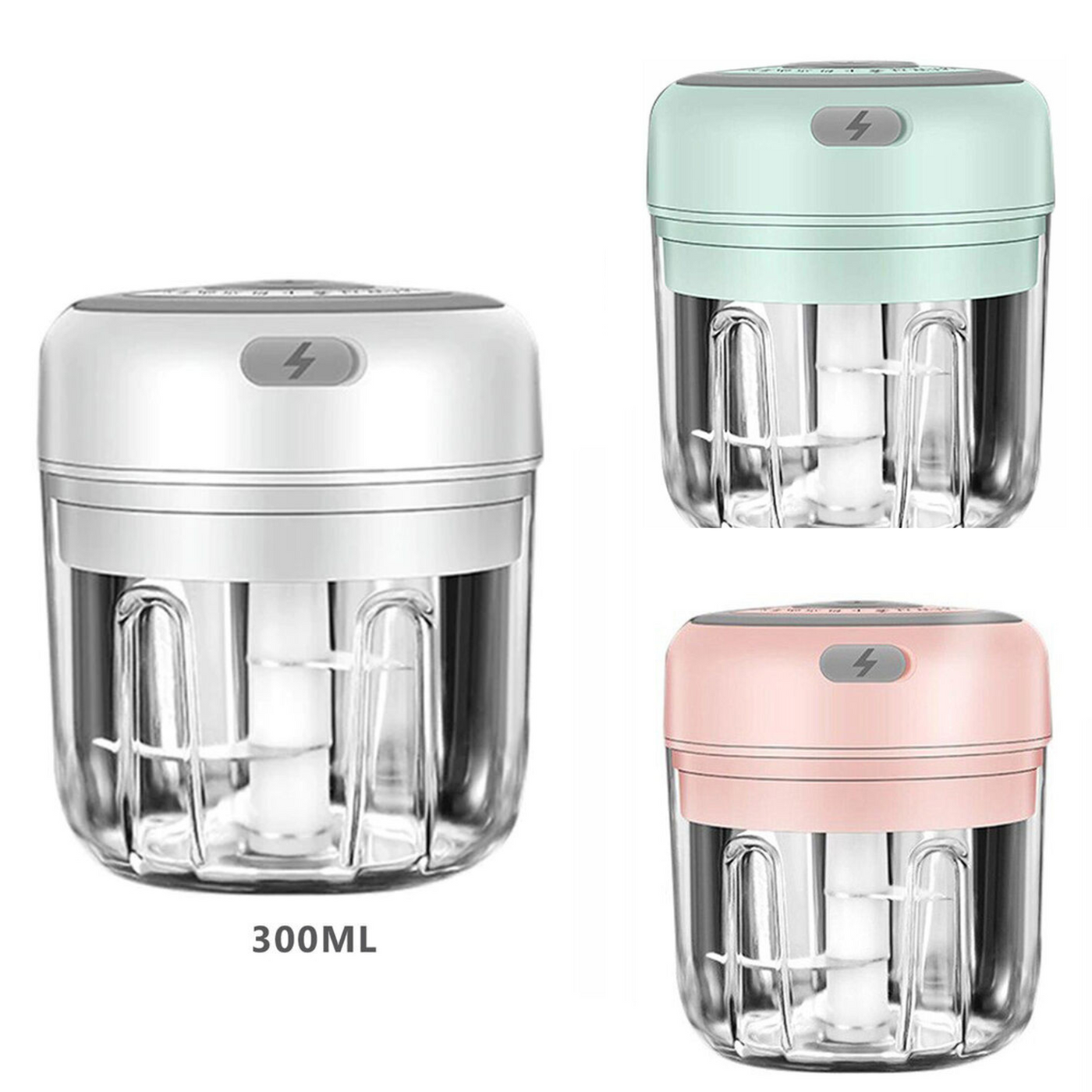 Electric 300ML Garlic Press Chopper Chili Onion Fruits Meat Mincer