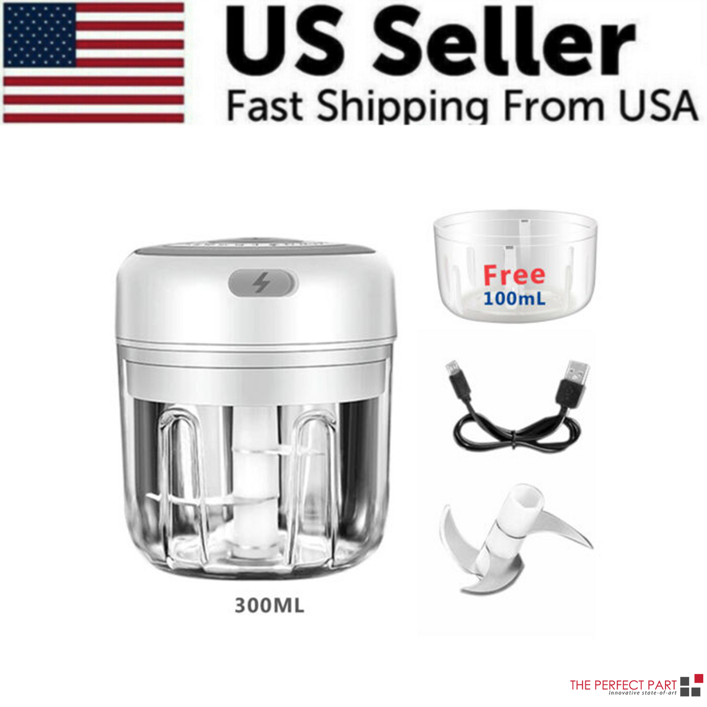 Electric 300ML Garlic Press Chopper Chili Onion Fruits Meat Mincer