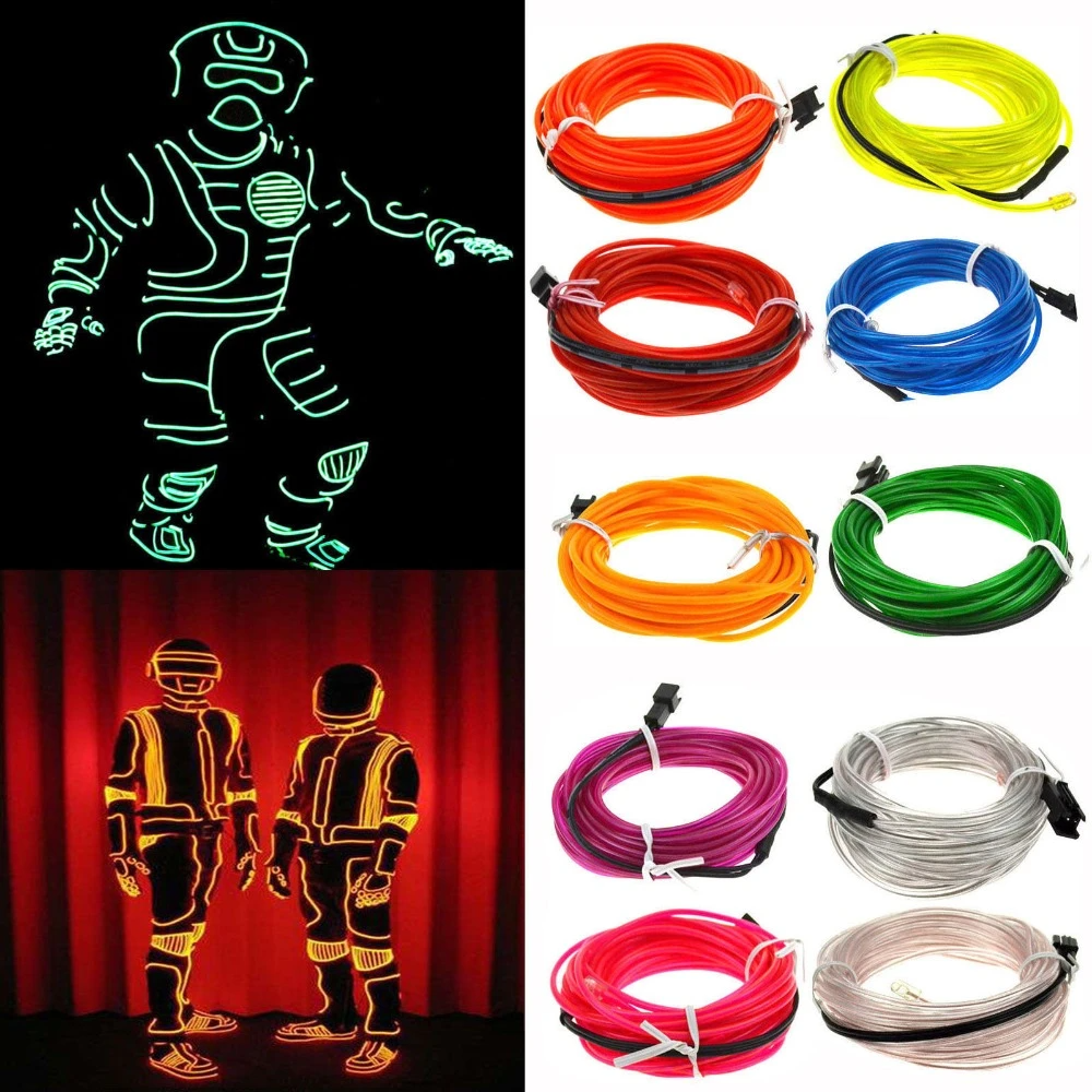 Neon LED Light Glow EL Wire String Strip Rope Tube Decor Car Party +