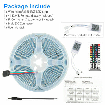 32FT LED Strip Lights Remote Control Bedroom Waterproof for Indoor