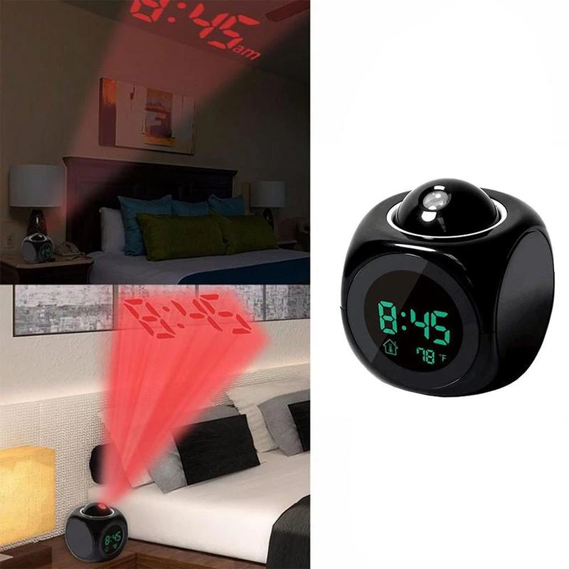 LED Projection Alarm Clock Digital LCD Display Voice Talking Weather