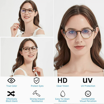 4 Pairs Mens Women Spring Hinge Round Horn Power Oval Reading Reader