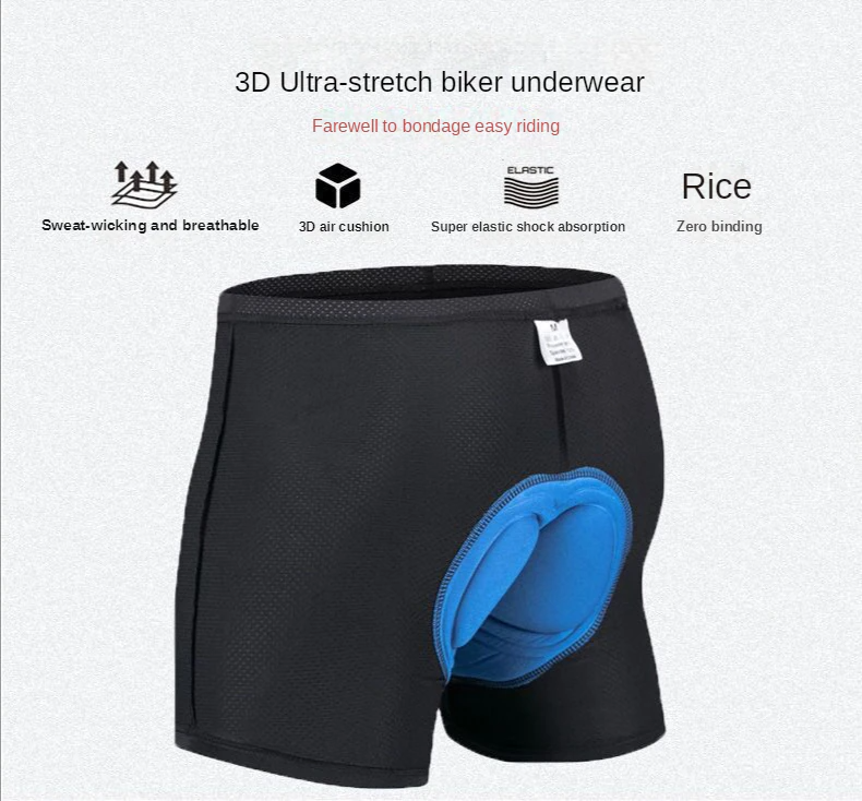 Men Women Cycling Shorts Bicycle Bike Underwear Pants With Sponge Gel - 3D Ultra-stretch biker underwear for comfort.