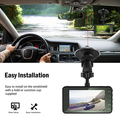 HD 1080P Car Dual Lens Dash Cam 4" DVR Recorder Front & Rear Camera