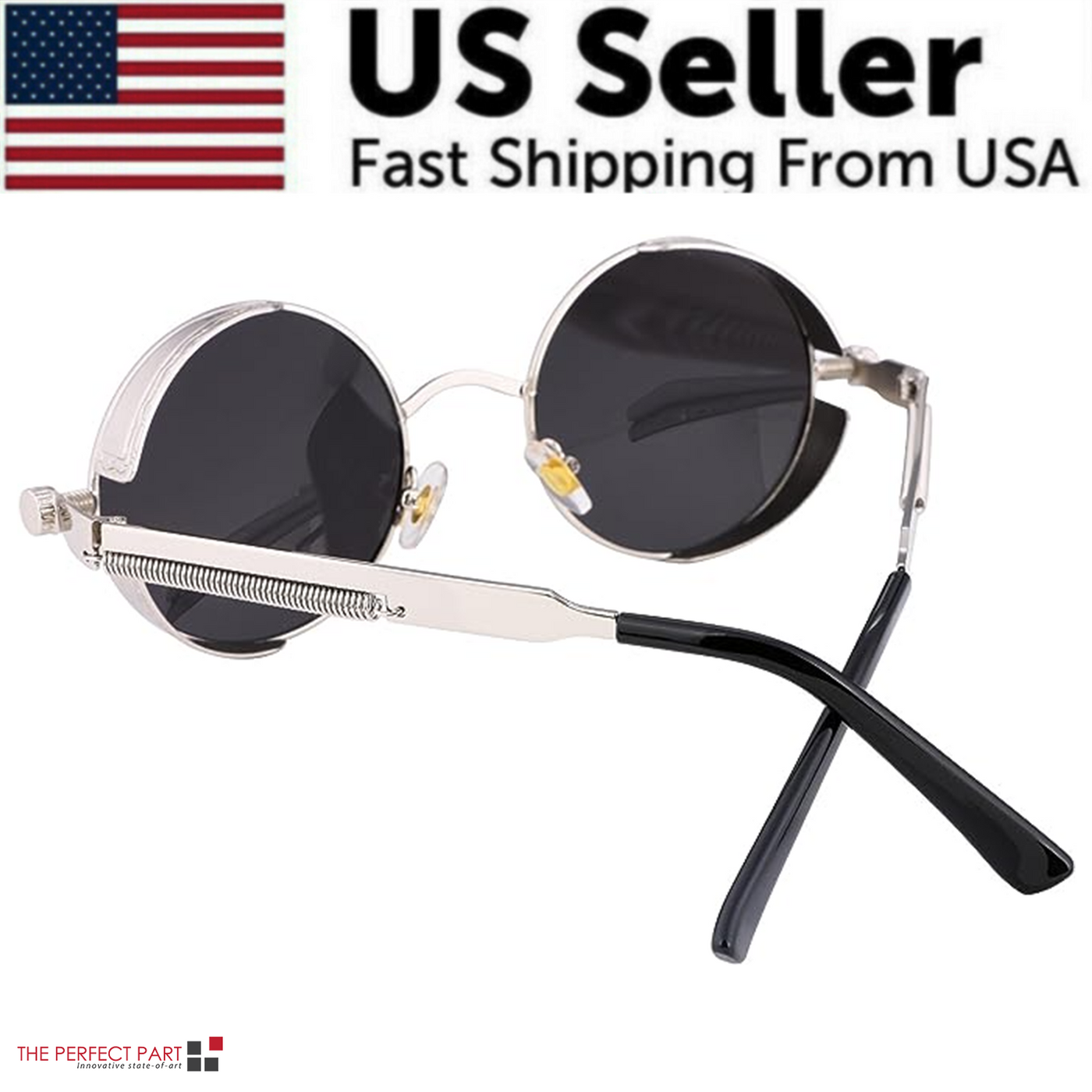 Retro Round Polarized Sunglasses Men Women Vintage Gothic Steampunk