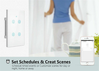 1/2/3/4 Gang WiFi Smart Wall Touch Light Switch Glass Panel For