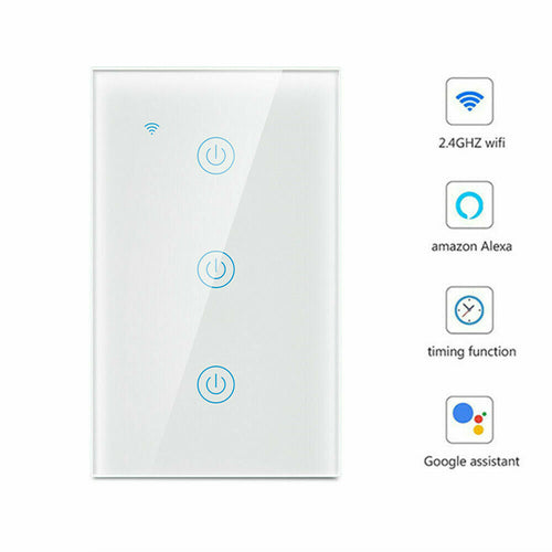 1/2/3/4 Gang WiFi Smart Wall Touch Light Switch Glass Panel For