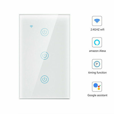 1/2/3/4 Gang WiFi Smart Wall Touch Light Switch Glass Panel For