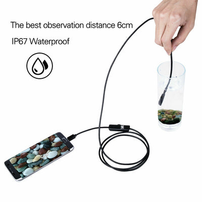 5M 6LEDs Snake Endoscope Borescope 8mm Inspection USB Camera Scope For