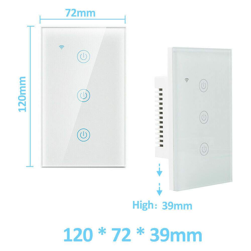 1/2/3/4 Gang WiFi Smart Wall Touch Light Switch Glass Panel For