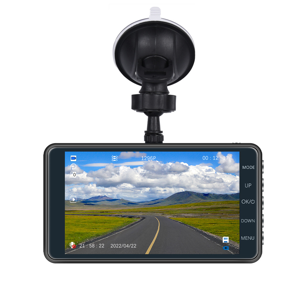 HD 1080P Car Dual Lens Dash Cam 4" DVR Recorder Front & Rear Camera