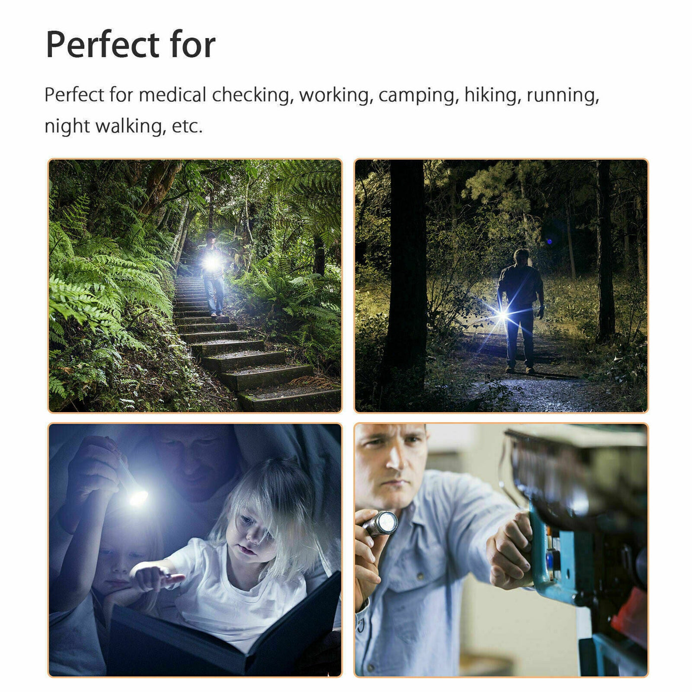 5" LED USB Rechargeable Mini Tactical Flashlight Stainless Steel Torch