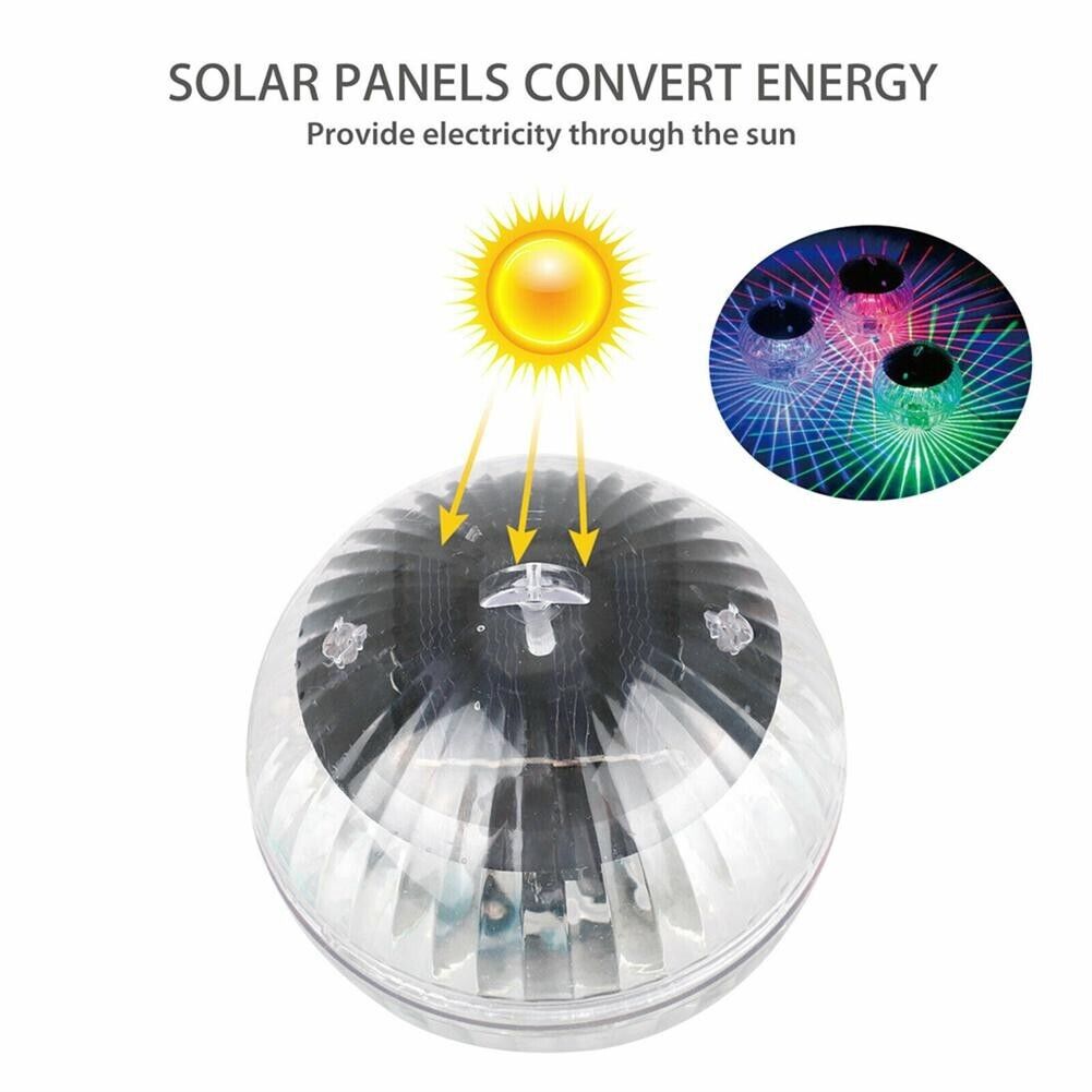 Outdoor Solar LED Floating Light Garden Pond Pool Lamp Rotating RGB