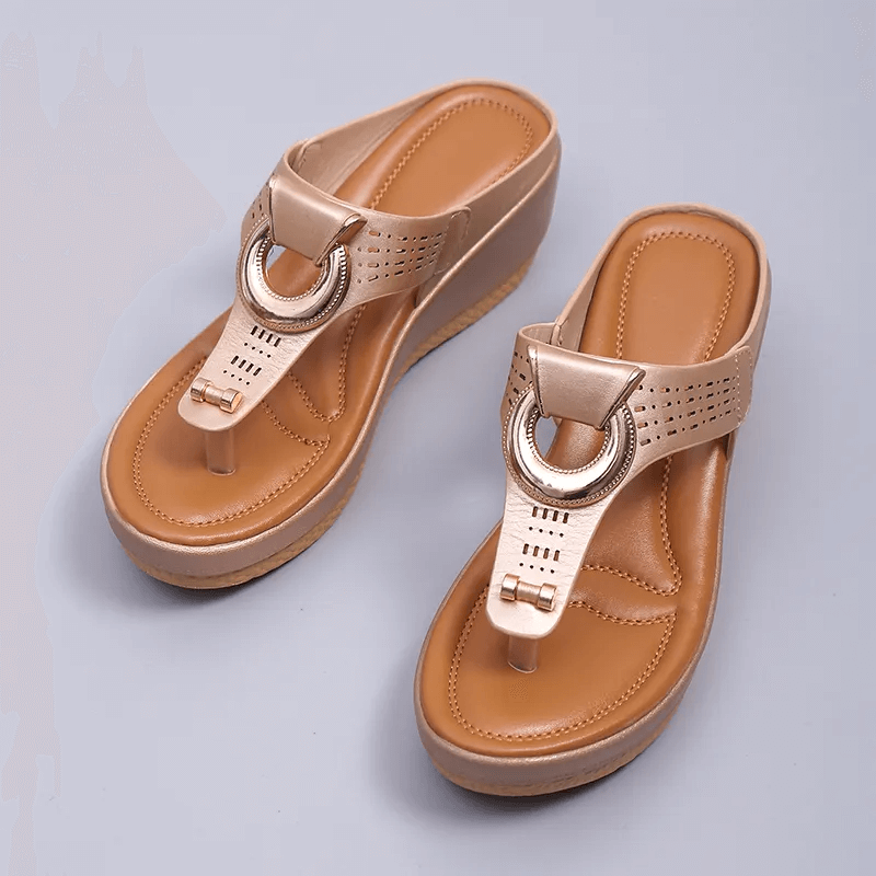 Low-Wedge Women Orthopedic Sandals Casual Flat Shoes Flip Flops Ladies