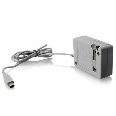 New AC Adapter Home Wall Charger Cable for Nintendo DSi/ 2DS/ 3DS/ DSi with USB connector and gray casing.
