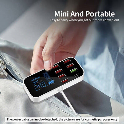 Multi USB 8-Port Fast Desktop Hub Wall Charger Charging Station Quick