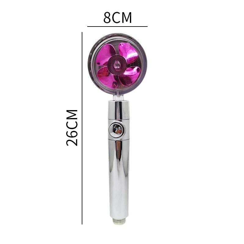 High Pressure Shower Head Adjustable 360° Rotation Turbine Water