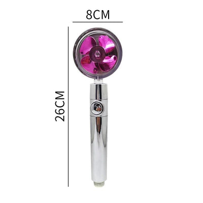 High Pressure Shower Head Adjustable 360° Rotation Turbine Water