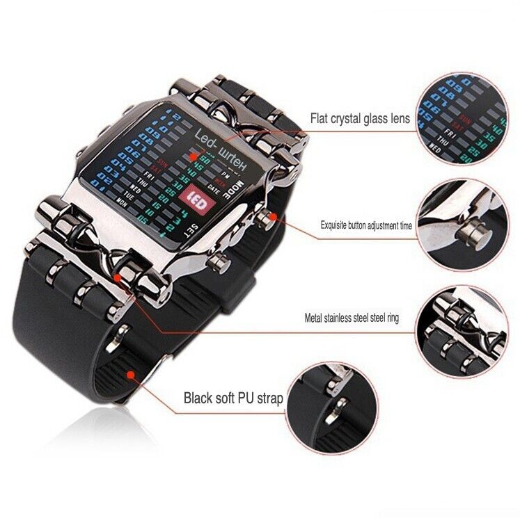 Luxury Men's Watch LED Sports Date Digital Bracelet Waterproof Quartz