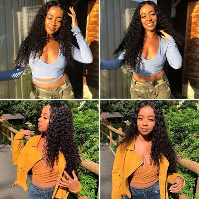 AA Hair Front Wig Womens Brazilian Human Long Curly Lace Wavy Hair