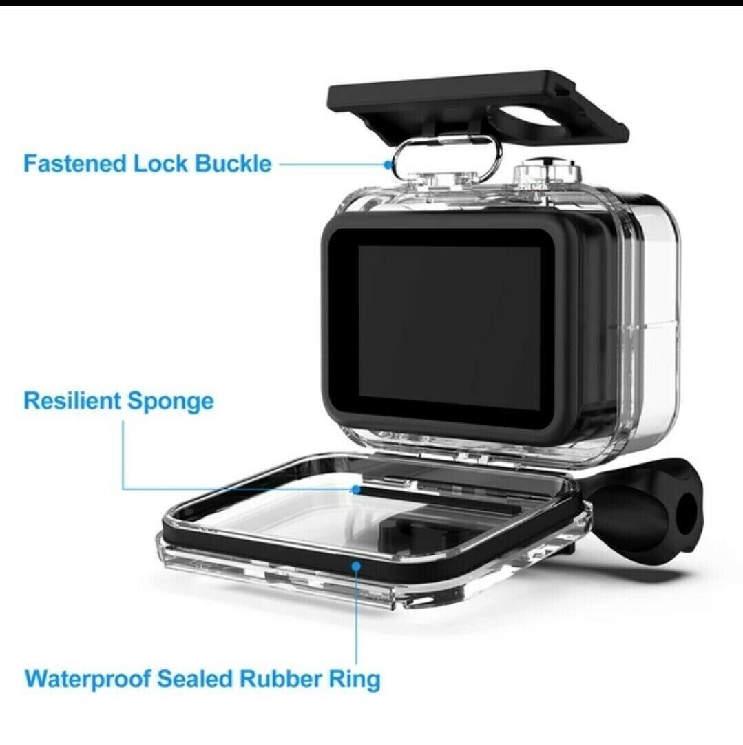 For GoPro Hero 11 10 9 Black Underwater Waterproof Housing Case Diving with fastened lock buckle and sealed rubber ring