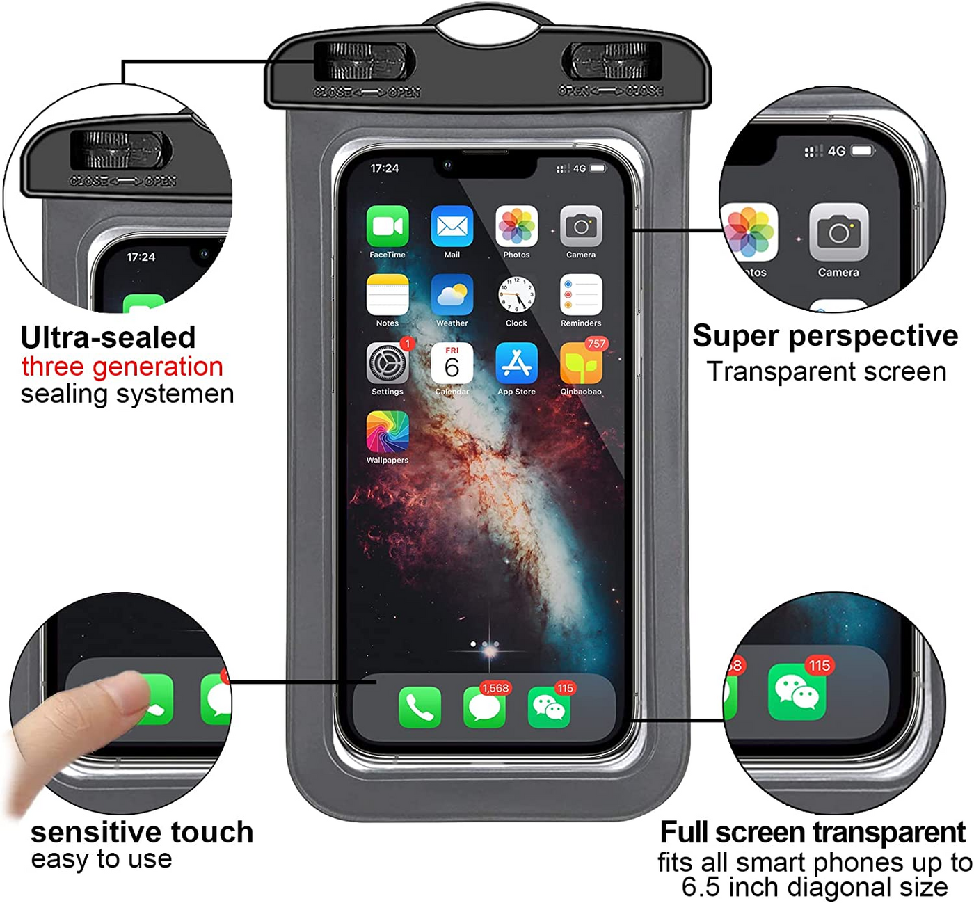 3 Pack Waterproof Floating Cell Phone Pouch Dry Bag Case Cover For