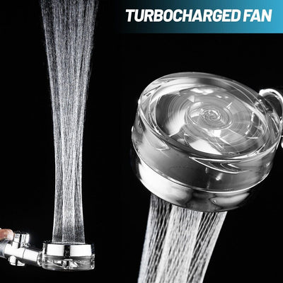 High Pressure Shower Head Adjustable 360° Rotation Turbine Water