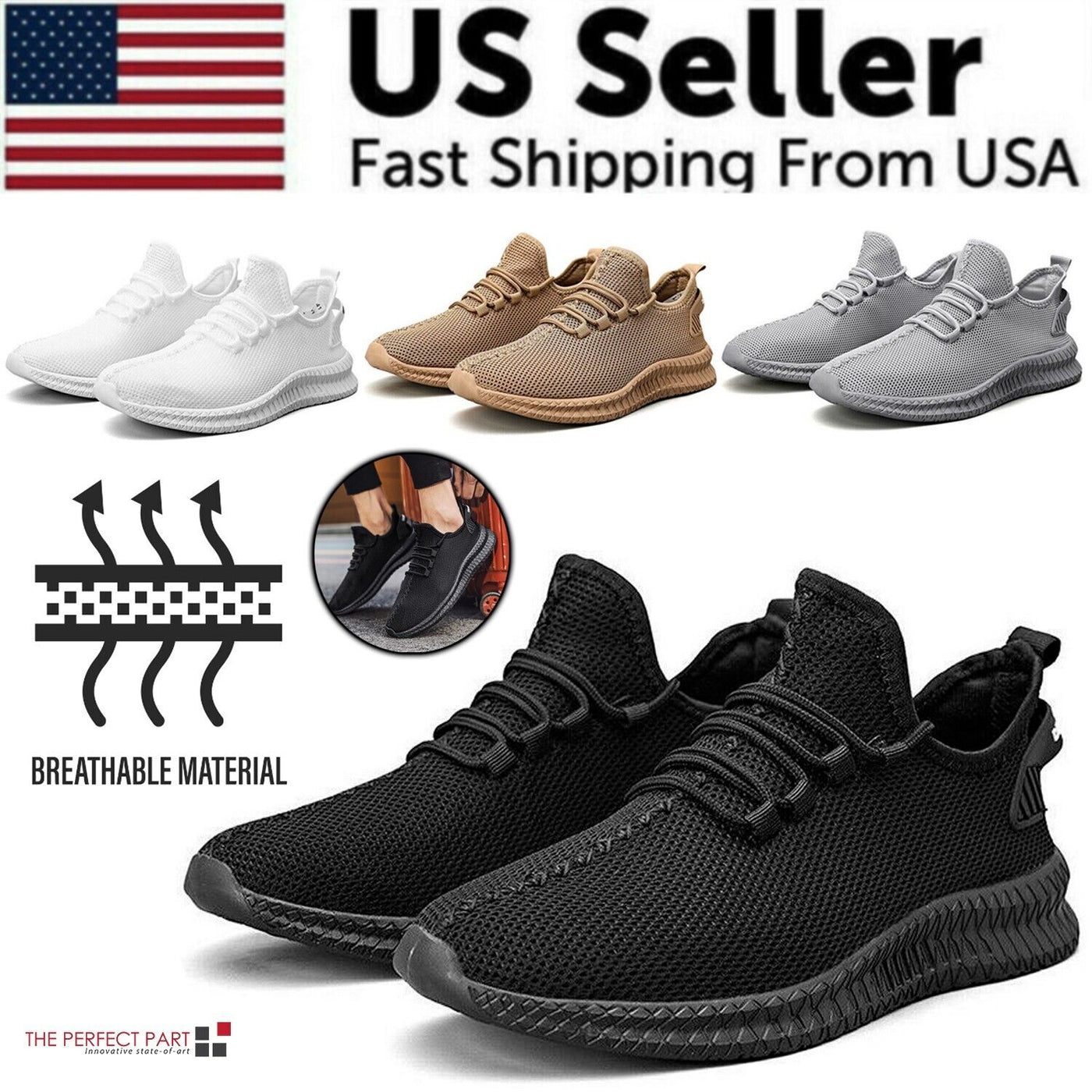 Running Shoes Sneakers Casual Men's Outdoor Athletic Jogging Sports in various colors with breathable material.