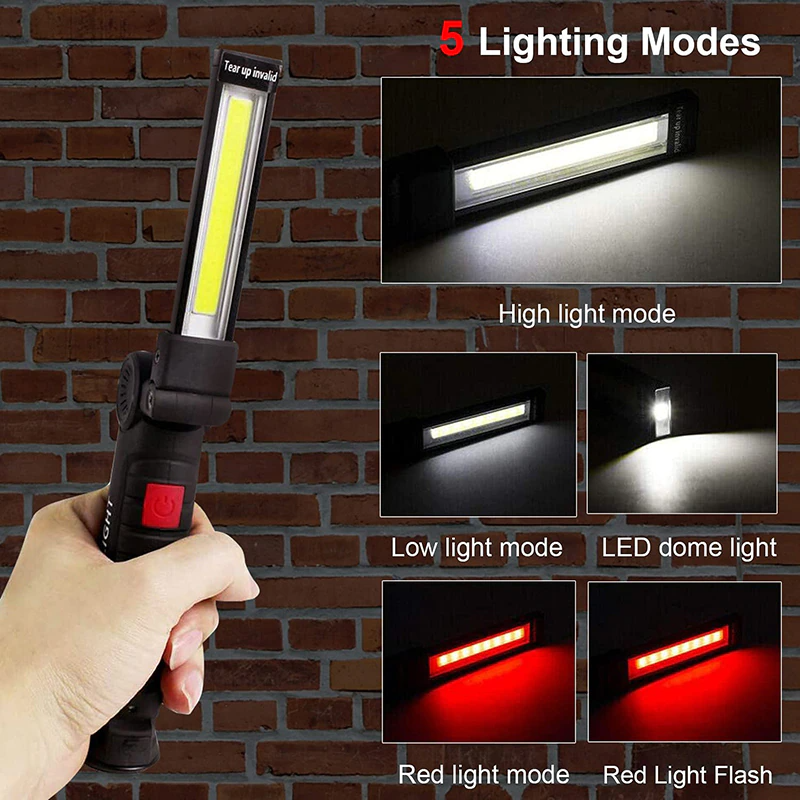 Rechargeable LED COB Work Light Mechanic Flashlight Lamp Magnetic Base