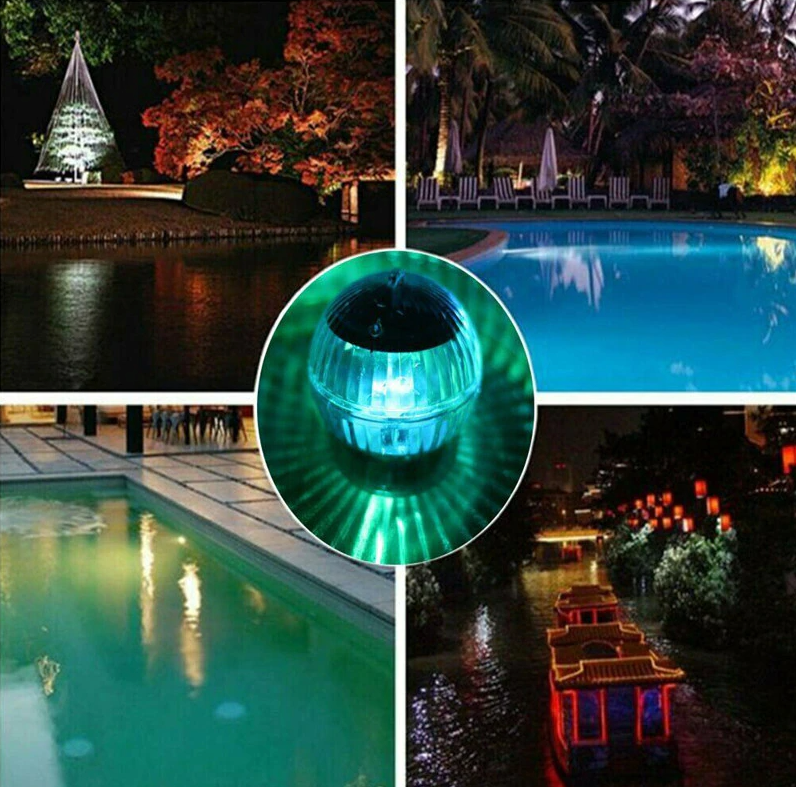 Outdoor Solar LED Floating Light Garden Pond Pool Lamp Rotating RGB