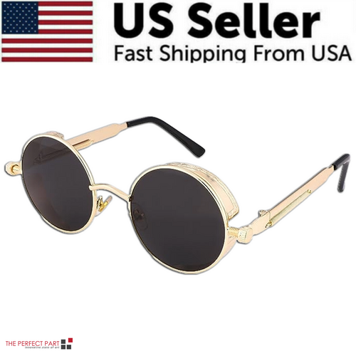 Retro Round Polarized Sunglasses Men Women Vintage Gothic Steampunk